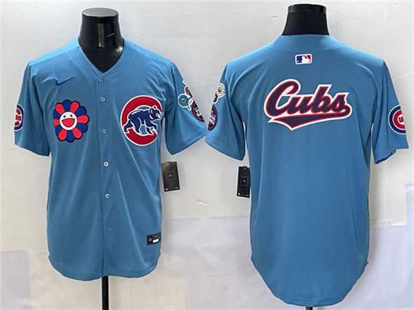 Men%27s Chicago Cubs Team Big Logo Blue 2025 Tokyo Series 2nd Alternate Limited Stitched Jersey